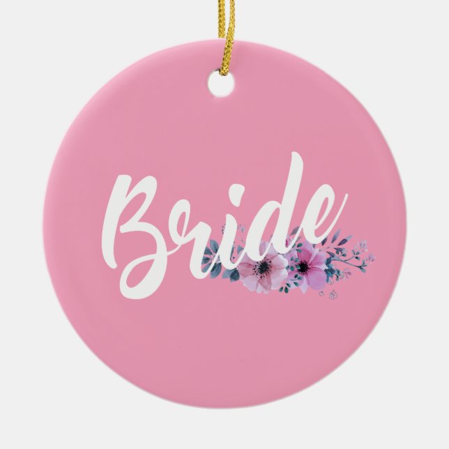 Elegant Bride Bröllop Calligraphy Ceramic Ornament (Framsidan)