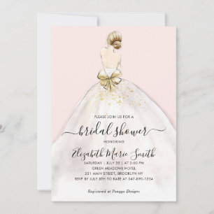 Elegant Bride Bröllop Gown Rosa Möhippa Inbjudningar