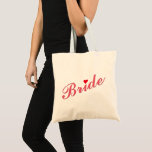 Elegant Bride Bröllop Möhippa Heart Tote Bag Tygkasse<br><div class="desc">Vackert, elegant rosa typografi, rött hjärta, snyggt, smal, bomullsäck till briden för möhippa, bachelorette party, bröllop.</div>