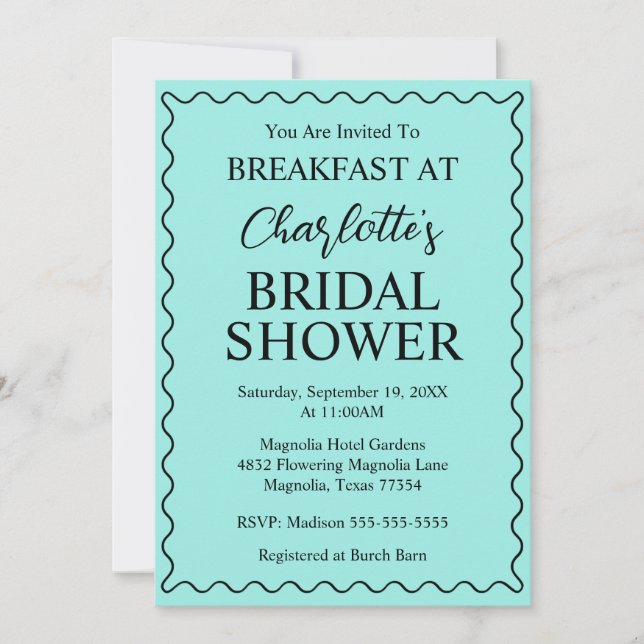 Elegant Bride & Co. Bridal Shower Teal Inbjudningar (Framsida)