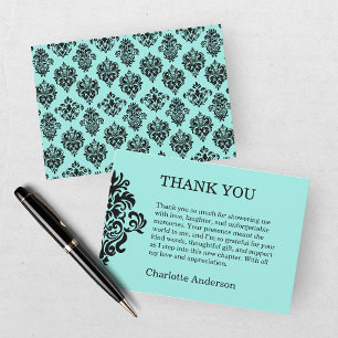 Elegant Bride & Co. Damask Bröllopsfest Teal Tack Kort