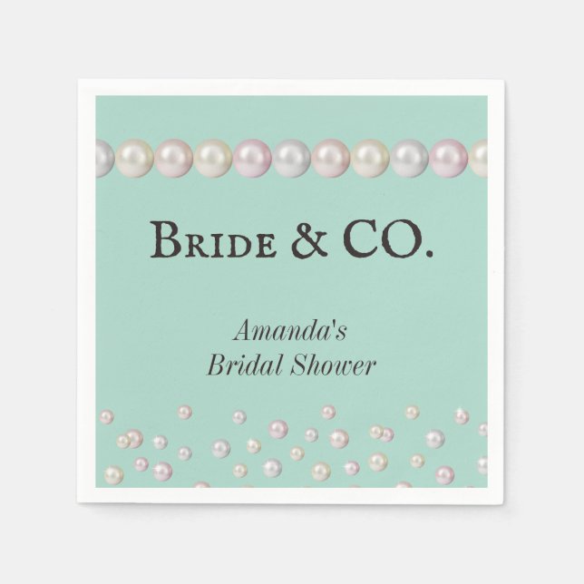Elegant Bride & Co Teal Blue Pearl Möhippa Pappersservett (Framsidan)
