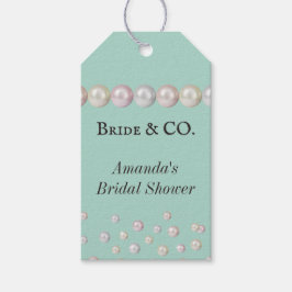 Elegant Bride & Co Teal Blue Pearl Möhippa Presentetikett