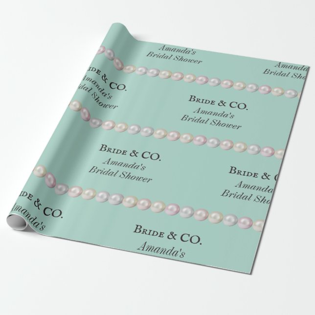 Elegant Bride & Co Turkos Pärl Bröllopsfest Presentpapper (Utrullad)
