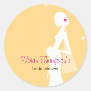 Elegant Bride Favor Sticker /EnKuvert Seal-Mustard Runt Klistermärke