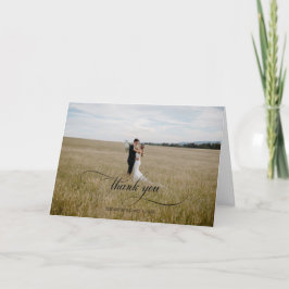 Elegant Bride Groom Calligraphy Bröllop Photo Tack Kort