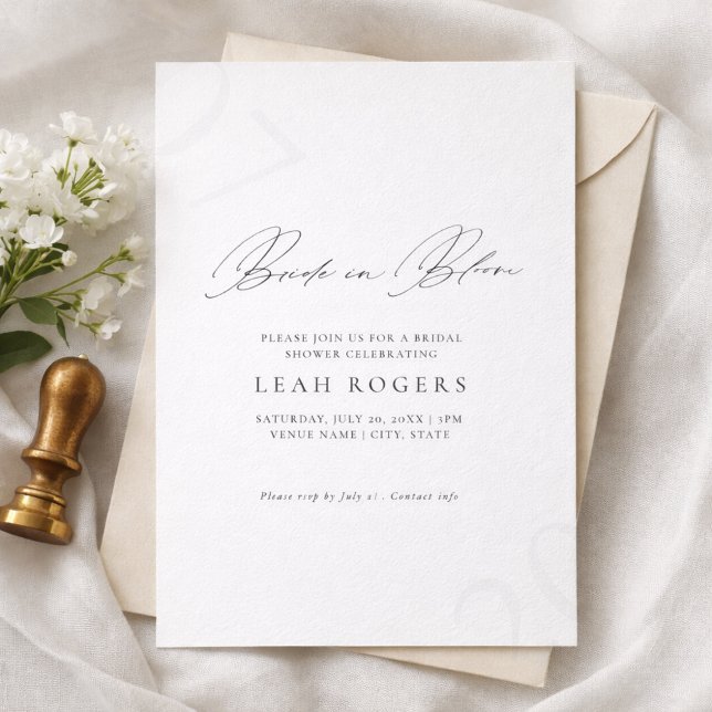 Elegant Bride in Bloom Bridal Shower Invitation Inbjudningar (Skapare uppladdad)