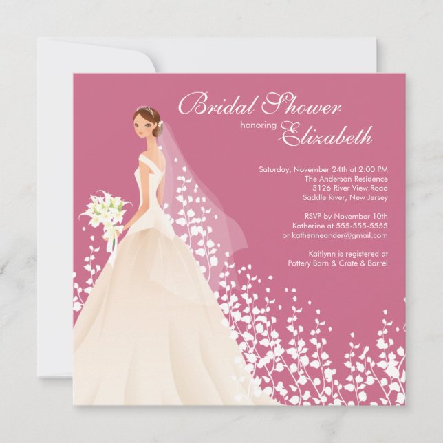 Elegant Bride Inbjudningskort för möhippan honeysu (Framsida)