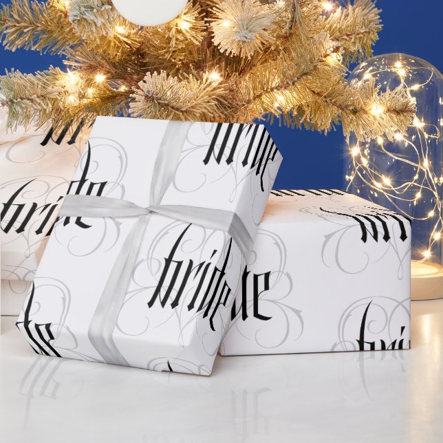 Elegant Bride Lettering Bröllop Heart Finare Lacey Presentpapper (Helgdagar)