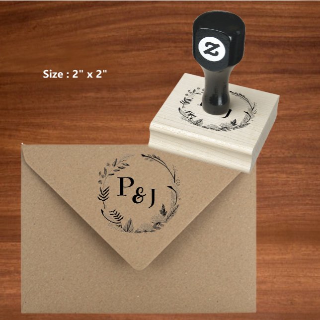 Elegant Bride och Groom Initialer Monogram Bröllop Stämpel (Elegant Bride and Groom Initials Monogram Wedding Rubber Stamp)