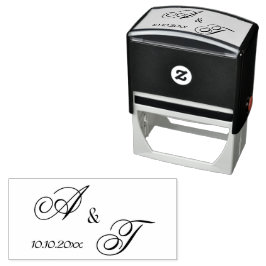 Elegant Bride och Groom Monogram med datum Bröllop Självfärgande Stämpel