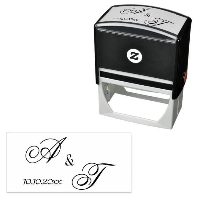 Elegant Bride och Groom Monogram med datum Bröllop Självfärgande Stämpel (In Situ)