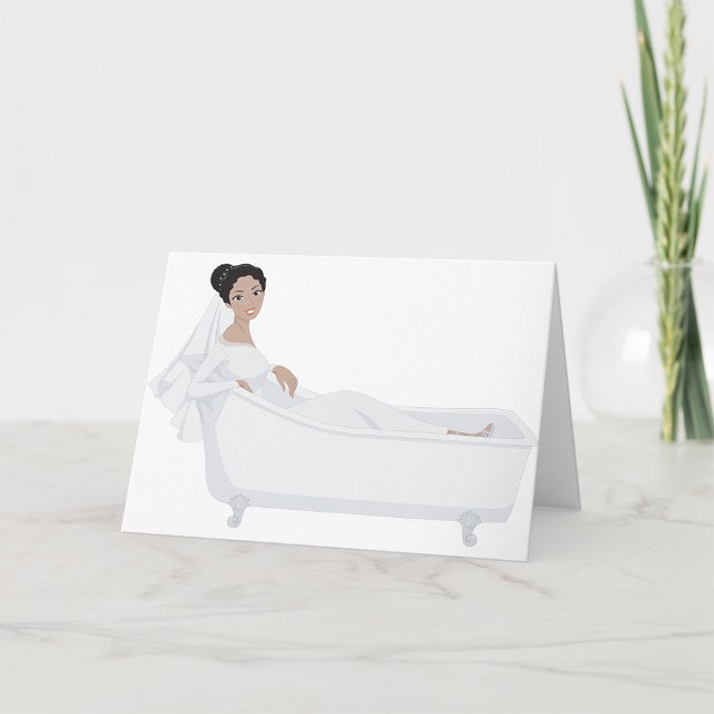 Elegant Bride Relaxing i Bathtub Bröllop Design Kort (Skapare uppladdad)
