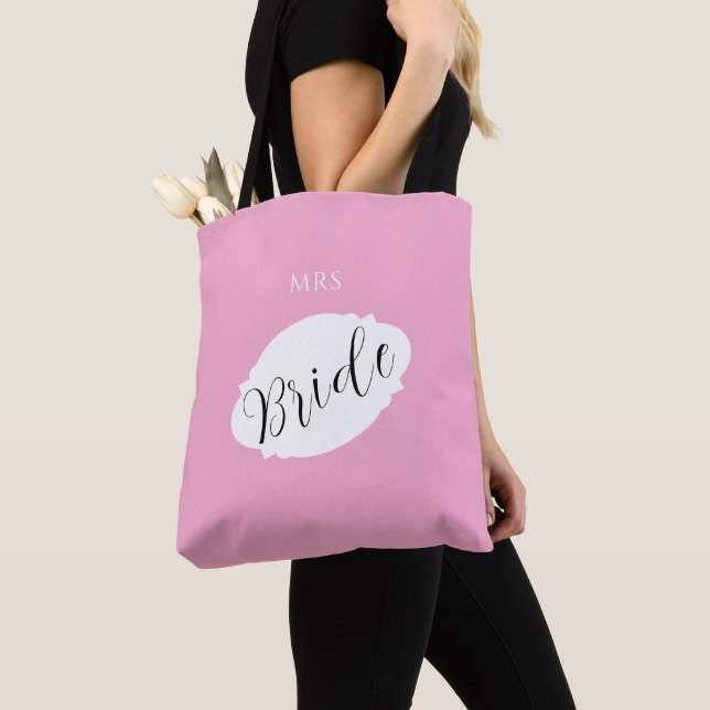 Elegant - Bride Tote Bag - Anpassat namn - Gift Tygkasse (Närbild)