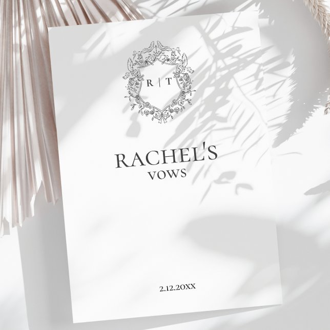 Elegant Brides Bröllop ger monogramvapensköld Tilläggskort (Elegant Bride's Wedding vows monogram crest Enclosure Card)