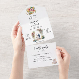 Elegant Brides & Grooms Clipart Bröllop