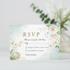 Elegant Brides vita Blommigt och Löv OSA Kort