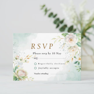 Elegant Brides vita Blommigt och Löv OSA Kort