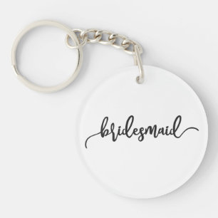Elegant Bridesmaid Bröllop Calligraphy Nyckelked