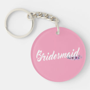 Elegant Bridesmaid Bröllop Calligraphy Nyckelked