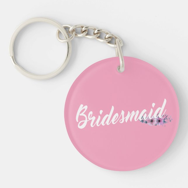 Elegant Bridesmaid Bröllop Kalligrafi | Nyckelring (Framsidan)