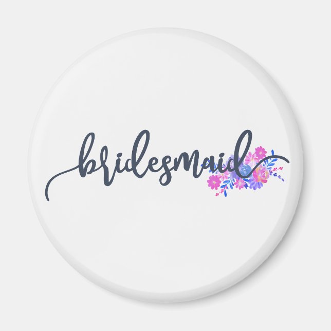 Elegant Bridesmaid Bröllops Kalligrafi Magnet (Framsidan)