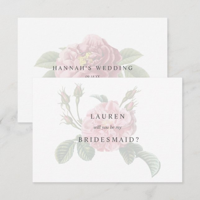 Elegant Bridesmaid Card med ett Ro Inbjudningar (Fram/baksida)