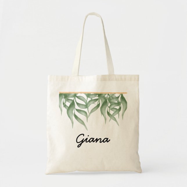 Elegant Bridesmaid Gift Foliage Tote Bag Tygkasse (Framsidan)