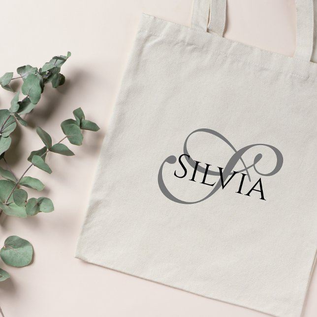 Elegant Bridesmaid Gift Monogram Tote Bag Tygkasse (Skapare uppladdad)