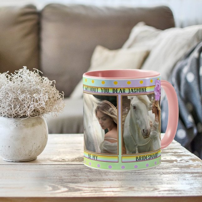 Elegant Bridesmaid Polka dots Photo Mugg (Skapare uppladdad)