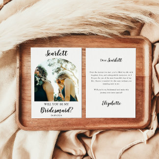 Elegant Bridesmaid Proposal Photo Card Inbjudningar