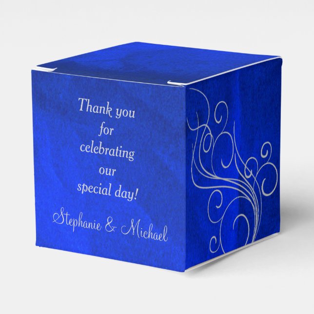 Elegant Bright Blue Silver Swirl Presentaskar (Framsidan Sidan)