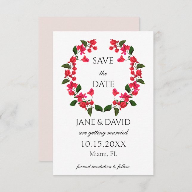 Elegant Bright Bougainvillea sparar datumkortet Spara Datumet (Fram/baksida)