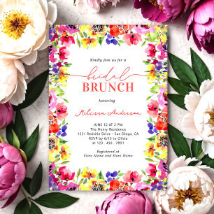 Elegant Bright Flowers Möhippa Brunch Inbjudningar