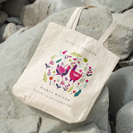 Elegant Bright Folk Farm Blommigt Bird Möhippa Tygkasse