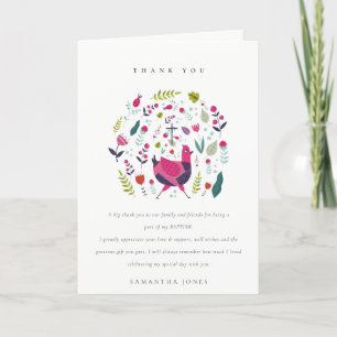 Elegant Bright Folk Farm Blommigt Birdie Baptism Tack Kort