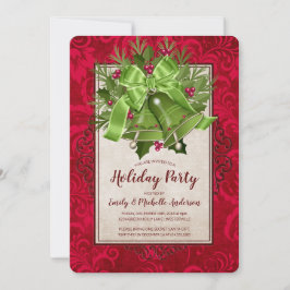 Elegant Bright Grönt Julfest Klockor jul Inbjudningar