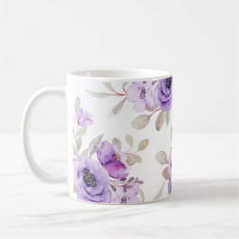 Elegant Bright Lila Blommigt Vattenfärg Kaffemugg