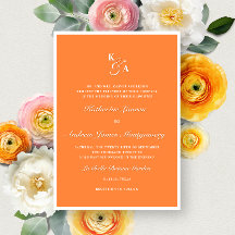 Elegant Bright Orange Monogram fet formal Bröllop