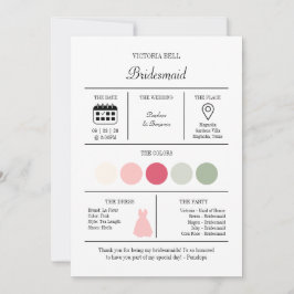 Elegant Bright Pink Bridesmaid Information Card Inbjudningar