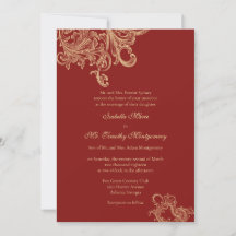 Elegant Bright Red Flourish Bröllop Parish Namn