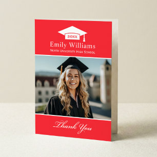 Elegant Bright Red Personlig Studenten Photo Tack Kort