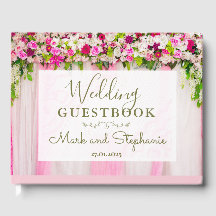 Elegant Bright Rosa Blommigt Bröllop guestbook