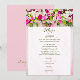 Elegant Bright Rosa Blommigt Bröllop Meny