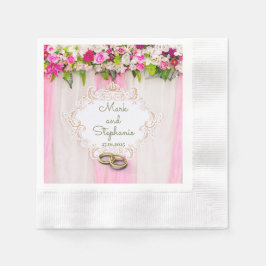 Elegant Bright Rosa Blommigt Napkins Pappersservett
