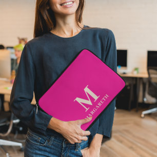 Elegant Bright Rosa Monogram Laptop sleeve