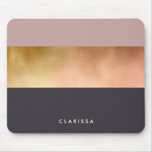 elegant briljant ro guld rosa grått färg block musmatta