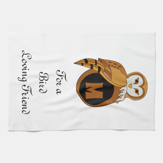 Elegant British Barn Uggla Monogram Kökshandduk (Horisontell)