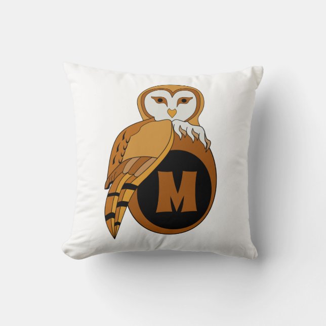 Elegant British Barn Uggla Monogram Kudde (Framsida)