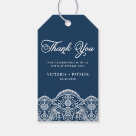 Elegant Brocade Snöre Blue Bröllop Tack Presentetikett